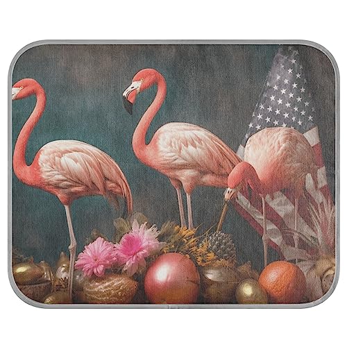 Independence Day Flamingo Märchenwelt Thema Hundebox Pad für Hunde, Tiere, Zwinger, Sommer Haustier coole Decke waschbar Kühlende Schlafmatte, klein von FRODOTGV