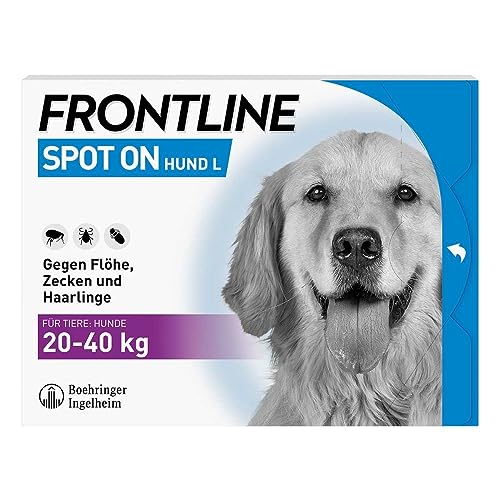 FRONTLINE Spot ON Hund L gegen Zecken, Flöhe & Haarlinge (große Hunde 20 bis 40 kg) - 3X Pipetten für bis zu 3 Monate Schutz - wasserfest von FRONTLINE