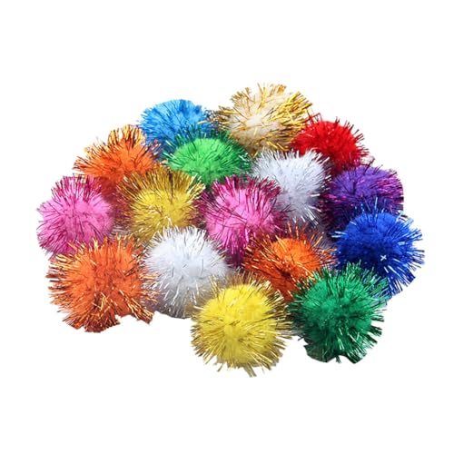 FSSTUD 100 Stück bunte Lametta-Pom-Bälle, glitzernd, Katzenspielzeug, Weihnachtsdekoration, Verzierungen von FSSTUD