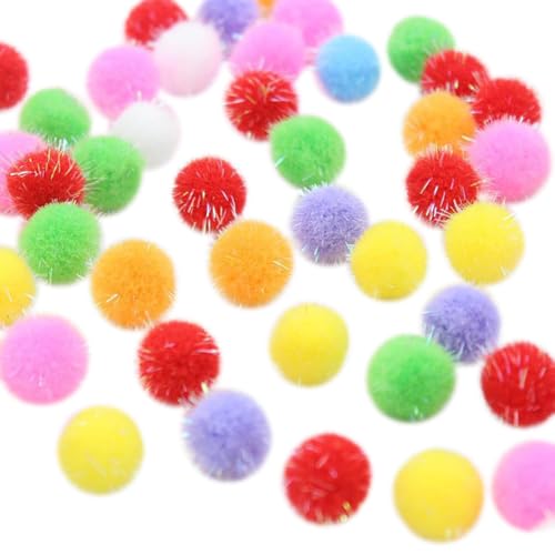 FSSTUD Bunte Katzenbälle, 30 mm, Plüschbälle, Katzenspielzeug, glitzernde Bälle, kleine Lametta-Pompons, Katzenspiele, Jagdbälle, Basteln, flauschige Bälle, interaktives Kätzchenspielzeug, 100 Stück von FSSTUD