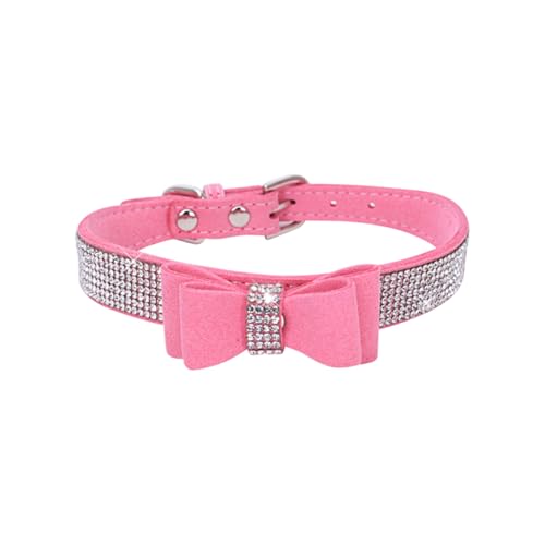 Halsband für kleine Hunde mit Strasssteinen und Schleife, niedliches Kristall, Katzenhalsband, Schleife, Knoten, Hundehalsband, weich, verstellbar, dekoratives Haustierhalsband für Kätzchen, von FSSTUD