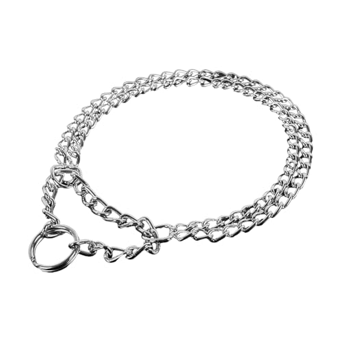 Hundehalsband mit Metallkette, Martingale-Halsband, Doppelglieder-Hundehalsband, Anti-Rutsch-Hundehalsband, Haustier-Kauhalsband, Welpen, Spazierengehen, Trainingshalsband für Zugkontrolle von FSSTUD