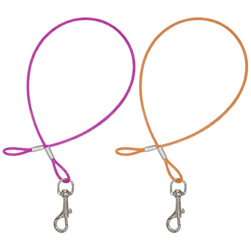 Hundeleinenverlängerung aus Metall, 60 cm, für große Hundeleine, kurzes Kabel, Hundeleine, Stahl-Hundeleine, Zubehör für Training, Laufen, Violett, Orange, 2 Stück von FSSTUD