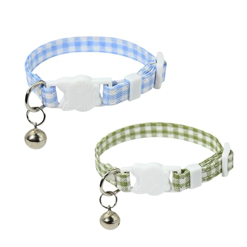 Verstellbares kariertes Katzenhalsband, kariert, Kätzchen-Halsband, Gingham, für kleine Hunde, niedlich, Sicherheitshalsband, dekoratives weibliches Welpenhalsband mit Glöckchen, für Geburtstag Verstellbares kariertes Katzenhalsband, kariert, Kätzchen-Halsband, Gingham, für kleine Hunde, niedlich, Sicherheitshalsband, dekoratives weibliches Welpenhalsband mit Glöckchen, für Geburtstag von FSSTUD