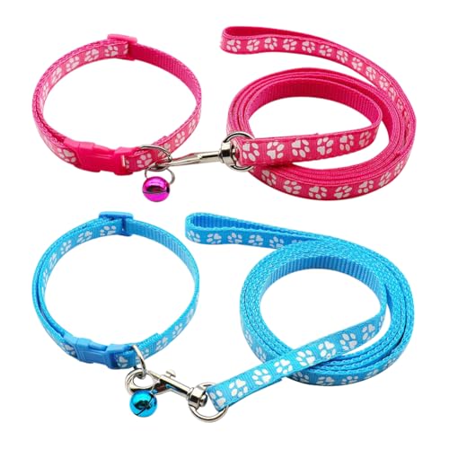 Welpenhalsband, Leine-Set, Schnellverschluss, kleine Hundehalsbänder, Pfotenabdruck, verstellbare Welpenpfotenhalsbänder, niedliche Hundehalsbänder, weiche Haustierhalsbänder zum Spazierengehen, von FSSTUD