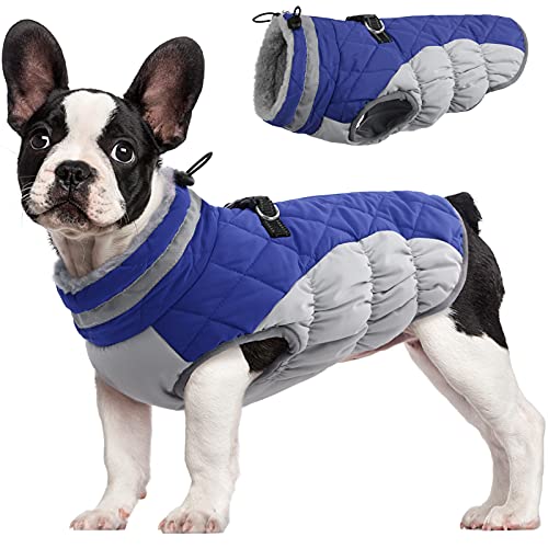 FUAMEY Gepolsterte Weste Hundejacke – Reflektierender Hund Wintermantel Winddicht Warme Winter Hundejacke Bequeme Hundebekleidung für kaltes Wetter – Warm Reißverschluss Hund schneefest Weste für kleine, mittelgroße und große Hunde von FUAMEY