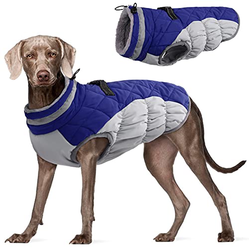 FUAMEY Gepolsterte Weste Hundejacke – Reflektierender Hund Wintermantel Winddicht Warme Winter Hundejacke Bequeme Hundebekleidung für kaltes Wetter – Warm Reißverschluss Hund schneefest Weste für kleine, mittelgroße und große Hunde von FUAMEY