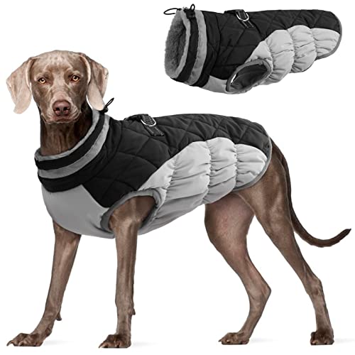 FUAMEY Gepolsterte Weste Hundejacke - Reflektierender Hund Wintermantel Winddicht Warme Winter Hundejacke Bequeme Hundebekleidung für kaltes Wetter - Warmer Reißverschluss Hund Schneefeste Weste für kleine, mittelgroße und große Hunde von FUAMEY