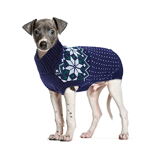 FUAMEY Hund Christamas Pullover, warmer Hundepullover klassische Schneeflocke Neujahr Rollkragenpullover Strickwaren kaltes Wetter Hunde Pullover für kleine mittelgroße Hunde Welpen & Katzen von FUAMEY