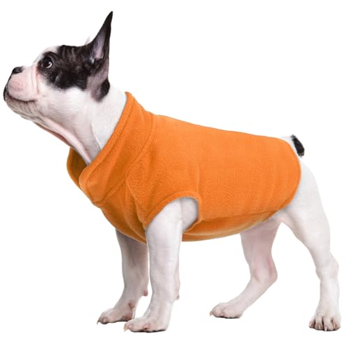 FUAMEY Hunde-Fleeceweste, warmes Sweatshirt für Welpen, dehnbarer Pullover, Rollkragenmantel, Winterjacke mit Loch für die Leine, Dackelpullover, Yorkie-Kleidung für kleine, mittelgroße und große von FUAMEY
