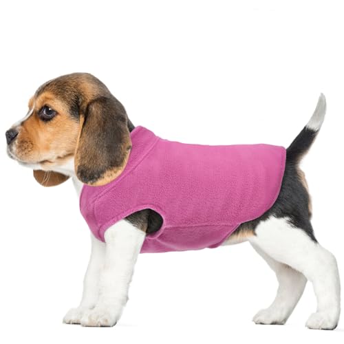 FUAMEY Hunde-Fleeceweste, warmes Sweatshirt für Welpen, dehnbarer Pullover, Rollkragenmantel, Winterjacke mit Loch für die Leine, Dackel, Yorkie-Kleidung für kleine, mittelgroße und große Hunde, Rosa, von FUAMEY