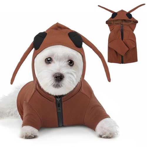 FUAMEY Hunde-Halloween-Kostüme, lustige Hunde-Kapuzenpullover, einzigartige Kakerlaken-Hundekostüme, Haustierpullover, Hundekleidung mit Hut, weiche Welpenkostüme für kleine, mittelgroße und große von FUAMEY