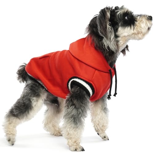 FUAMEY Hunde-Kapuzenpullover, Winter-Fleece-Pullover, Haustierpullover, Hundekleidung mit Tasche, weich, warm, Weihnachtsanzug, Welpenweste mit Loch für die Leine für kleine, mittelgroße und große von FUAMEY