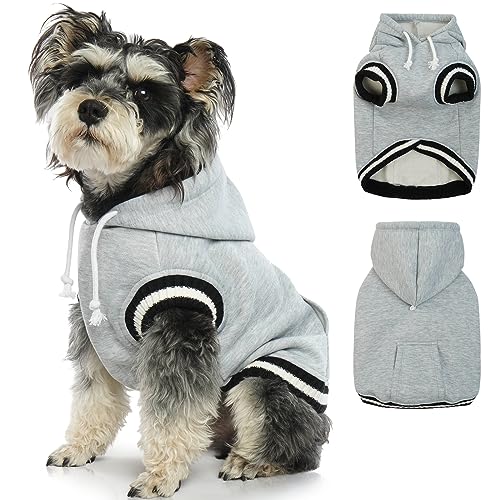 FUAMEY Hunde-Kapuzenpullover, Winter-Fleece-Pullover, Haustierpullover, Hundekleidung mit Tasche, weich, warm, Weihnachtsanzug, Welpenweste mit Loch für die Leine für kleine, mittelgroße und große von FUAMEY