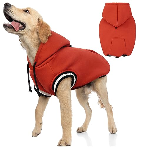 FUAMEY Hunde-Kapuzenpullover, Winter-Fleece-Pullover, Haustierpullover, Hundekleidung mit Tasche, weich, warm, Weihnachtsanzug, Welpenweste mit Loch für die Leine für kleine, mittelgroße und große von FUAMEY