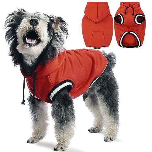 FUAMEY Hunde-Kapuzenpullover, Winter-Fleece-Pullover, Haustierpullover, Hundekleidung mit Tasche, weich, warm, Weihnachtsanzug, Welpenweste mit Loch für die Leine für kleine, mittelgroße und große von FUAMEY