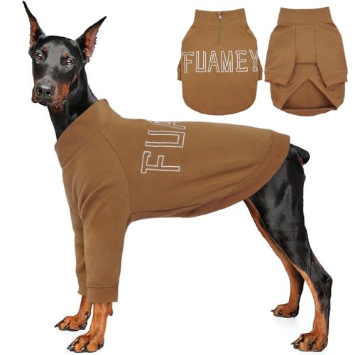 FUAMEY Hunde-Sweatshirt für extra große Hunde, Hundepullover für Jungen und Mädchen, leichte Hundeweste, weiche Hundekleidung für Labrador, Golden Retriever, Herbst- und Winter-Hundeanzug, Khaki, von FUAMEY