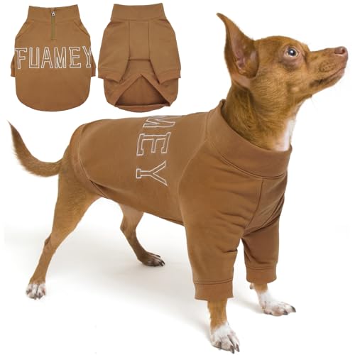 FUAMEY Hunde-Sweatshirt für große Hunde, Hundepullover für Jungen und Mädchen, leichte Hundeweste, weiche Hundekleidung für Beagle Corgi, Herbst- und Winter, Khaki, Größe L von FUAMEY