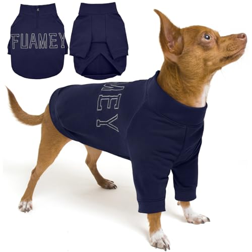 FUAMEY Hunde-Sweatshirt für große Hunde, Hundepullover für Jungen und Mädchen, leichte Hundeweste, weiche Hundekleidung für Beagle Corgi, Herbst- und Winter-Hundeanzug, Blau, Größe L von FUAMEY