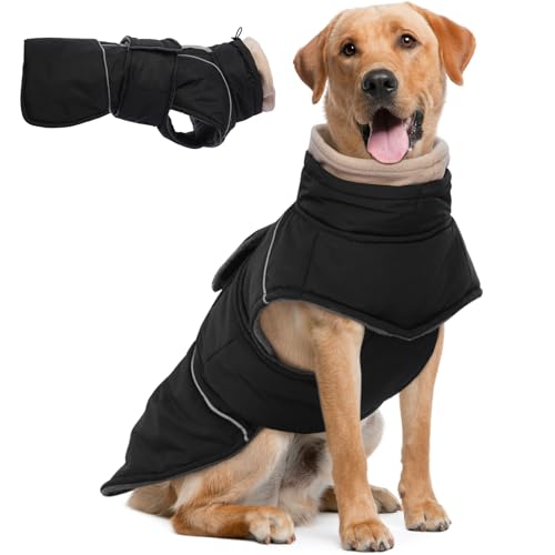 FUAMEY Hunde-Wintermantel für extra große Hunde, Hundejacke, wasserabweisend, reflektierend, warme Weste, Kaltwettermäntel für Labrador, Golden Retriever, dicker Fleece-Hunde-Schneeanzug mit von FUAMEY