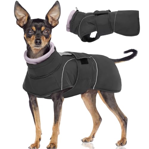 FUAMEY Hunde-Wintermantel für extra kleine Hunde, Hundejacke, wasserabweisend, reflektierend, warme Weste, kaltes Wetter für Yorkshire, Chihuahua, dicker Fleece-Hunde-Schneeanzug mit Klettverschluss, von FUAMEY