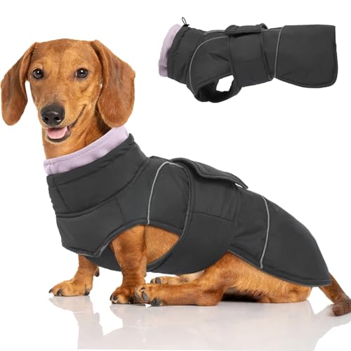 FUAMEY Hunde-Wintermantel für große Hunde, Hundejacke, wasserabweisend, reflektierend, warme Weste, kaltes Wetter, Hundemantel für Beagle Corgi, dicker Fleece-Hunde-Schneeanzug mit Klettverschluss, von FUAMEY