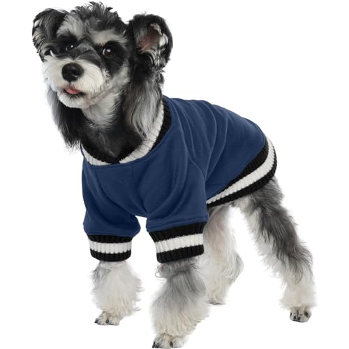 FUAMEY Hundepullover, Sweatshirt, Winterpullover, warme Hundekleidung, Hundeweste, dicker Welpenpullover, weicher Haustier-Fleecepullover, niedliches Outfit für kleine und mittelgroße Hunde, Blau, von FUAMEY