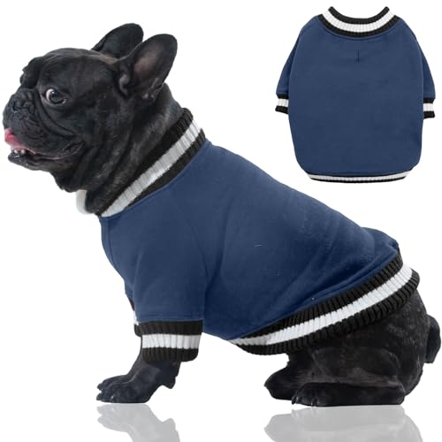 FUAMEY Hundepullover, Sweatshirt, Winterpullover, warme Hundekleidung, Hundeweste, dicker Welpenpullover, weicher Haustier-Fleecepullover, niedliches Outfit für kleine und mittelgroße Hunde, Blau, von FUAMEY