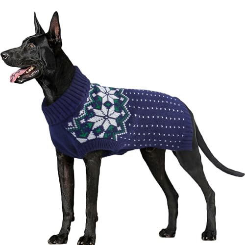 FUAMEY Weihnachtspullover für Hunde, warmer Hundepullover, klassischer Schneeflocken-Rollkragenpullover, Strickwaren, kaltes Wetter, Hundepullover für kleine, mittelgroße Hunde, Welpen und Katzen, von FUAMEY