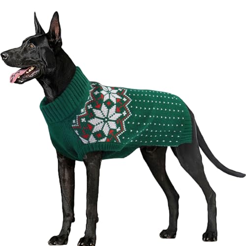 FUAMEY Weihnachtspullover für Hunde, warmer Hundepullover, klassischer Schneeflocken-Rollkragenpullover, Strickwaren, kaltes Wetter, Hundepullover für kleine, mittelgroße Hunde, Welpen und Katzen, von FUAMEY