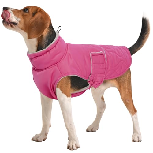 FUAMEY Warmer Winter-Hundemantel, Fleece-Rollkragen-Hundejacke, dick, wasserdicht, winddicht, für kaltes Wetter, Hunde-Schneeanzug, Weste für kleine, mittelgroße und große Hunde von FUAMEY