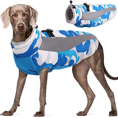 Fuamey Hunde-Wintermantel, weiches Fleece-gefüttert, warme Hundejacke, Winter, wasserdicht, winddicht, Camouflage-Hunde-Fleece-Weste für kaltes Wetter, reflektierend, gemütlich, Hundebekleidung für kleine, mittelgroße und große Hunde von FUAMEY