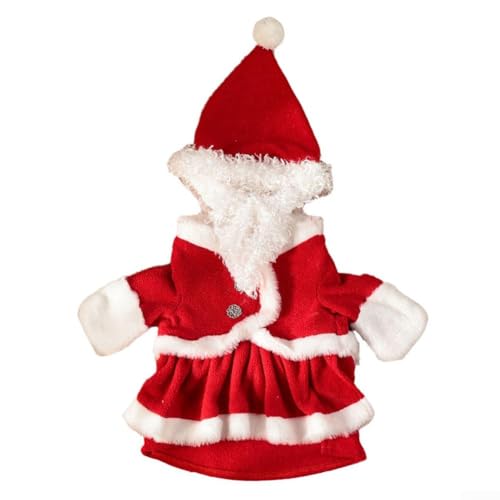 Süßes Haustier-Weihnachtskostüm mit Weihnachtsmannmütze, weiches Samtkleid, ideal für Winterveranstaltungen, Größe XL von FUANA