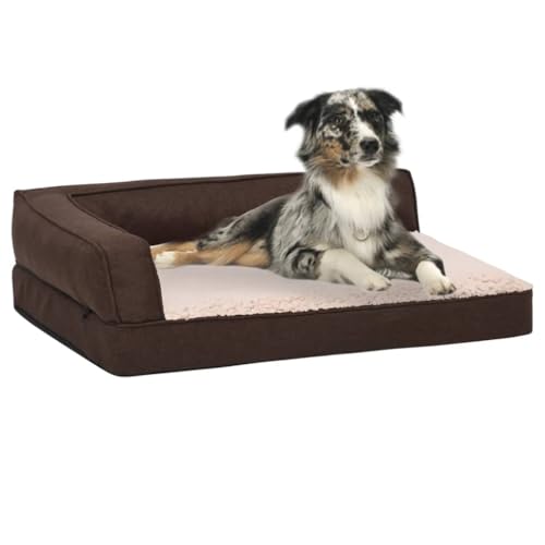 FUDUGEHMIOFWFJJ hundebett orthopädisch große Hunde,hundeteppich,Hundematratze Ergonomisch 60x42 cm Leinenoptik Fleece BraunAdatto a Tutti i Tipi di cani o Gatti di Piccola e Grande Taglia von FUDUGEHMIOFWFJJ