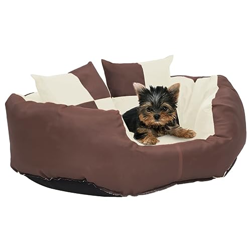 FUDUGEHMIOFWFJJ hundekorb Grosse Hunde,hundesofa für Grosse Hunde,Hundekissen Wendbar und Waschbar Braun und Creme 65x50x20 cmAdatto a Tutti i Tipi di cani o Gatti di Piccola e Grande Taglia von FUDUGEHMIOFWFJJ