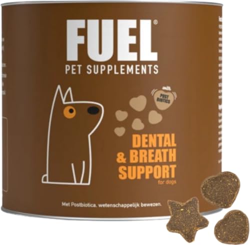 Fuel Zahnplegesnacks für Hunde 90 Stücks, 300gr Natürliche Leckerli gegen Mundgeruch, Zahnstein, Zahnplaque, Probiotika mit Pfefferminze von FUEL PET SUPPLEMENTS