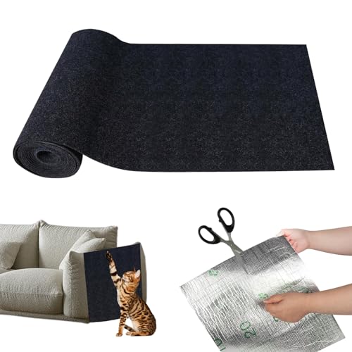 100cmx30cm Selbstklebend Kratzteppich Katze Wand, Kratzmatte Katze, Kratzbretter Katze Wand, Kratzbrett Katzen, DIY Trimmbarer Teppich Matte Pad Katzenkratzbretter Katzenkratzmatte, Schwarz von FUFRE