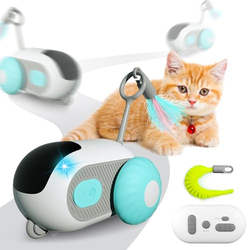 FUFRE Katzenspielzeug, Smart Flip Katzenspielzeug, Katzenspielzeug Elektrisch Mit Fernbedienung, USB Aufladbar, Katzenspielzeug Selbstbeschäftigung, Interaktives Katzenspielzeug (Blau) von FUFRE