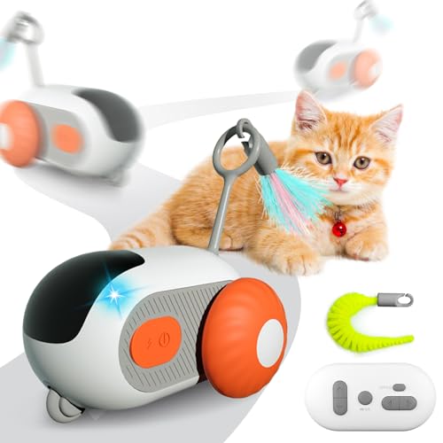 FUFRE Katzenspielzeug, Smart Flip Katzenspielzeug, Katzenspielzeug Elektrisch Mit Fernbedienung, USB Aufladbar, Katzenspielzeug Selbstbeschäftigung, Interaktives Katzenspielzeug (orange) von FUFRE