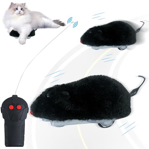 FUFRE Katzenspielzeug Maus Elektrisch, Plüsch Interaktives Katzenspielzeug, 360 ° Lenkung Ferngesteuerte Maus für Katzen, Cat Toy aus ABS-Material, Batteriebetrieben, für Katzen klein Hunde (Weiß) von FUFRE