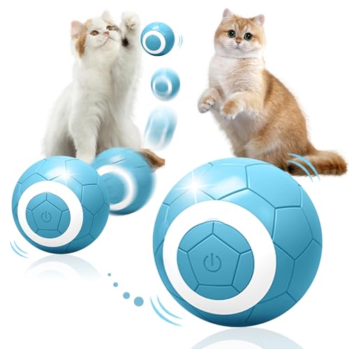 Interaktives Hunde Ball Spielzeug, Strapazierfähiger Automatisch Rollender Ball Hundespielzeug mit LED Leuchten, Bewegendes Hundespielzeug für Welpen/Kleine/Mittlere Hunde, USB Wiederaufladbar (Blau) von FUFRE