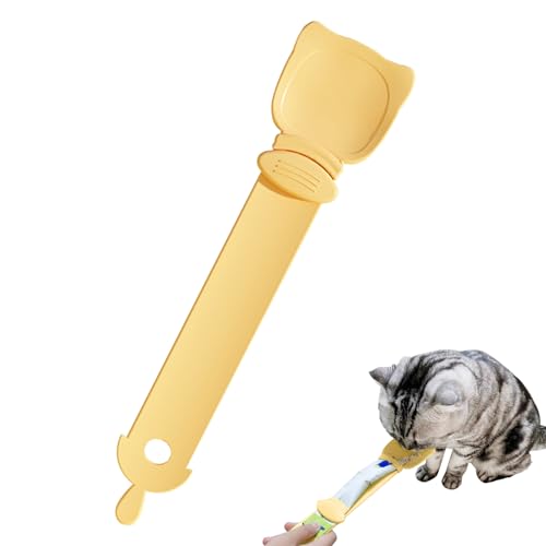 Katzen Feeder Katzen Food Spoon Katzen Feed Strip Squeeze Löffel Katzenstreifen Happy Spoon Katzen-Futterlöffel Flexibler Haustierlöffel Katzenfutter Löffel Katze Fütterung Dose und Nass (Orange) von FUFRE