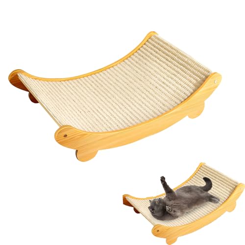 Katzen Kratzbrett, 2-in-1-Sisalbett Und Brett Zum Kratzen, Wiederverwendbares Kratzlounge Katzenbett, Holzstruktur Kratz Pads Katzenliege, Sisal Kratzer, Kratzbett Für Katzen Aus Sisal (39 x 32 cm) von FUFRE