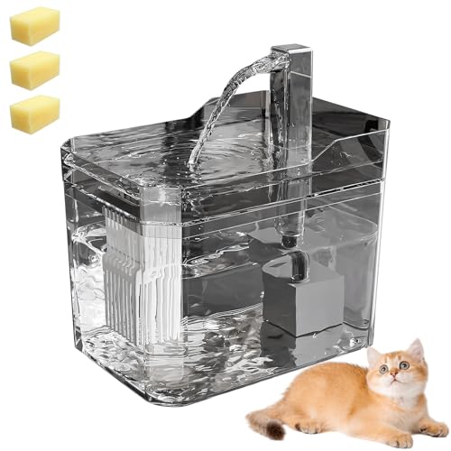 Katzen Trinkbrunnen, 1.5L Katzenbrunnen 2.5W leise mit 3pcs Ersatzfiltern, USB Trinkbrunnen für Katze mit Intelligente Pumpe, Abnehmbare Wasserbrunnen für Katzen, für mehrere Haustiere (A) von FUFRE