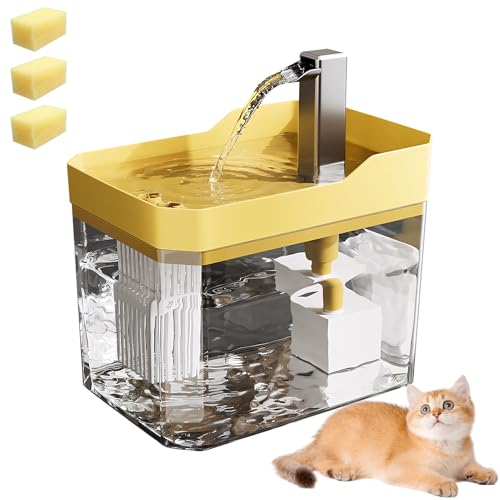 Katzen Trinkbrunnen, 1.5L Katzenbrunnen 2.5W leise mit 3pcs Ersatzfiltern, USB Trinkbrunnen für Katze mit Intelligente Pumpe, Abnehmbare Wasserbrunnen für Katzen, für mehrere Haustiere (C) von FUFRE