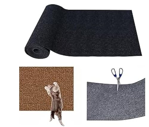 Kratzmatte Katze, 2024 New DIY Zuschneidbare Selbstklebende Teppich-Katzenmattenunterlage, Kratzschutz Sofa Katze, Kratzmatte Katze Wand Für Schützt Teppiche Sofa Möbelschutz (30cm*100cm,Schwarz) von FUFRE