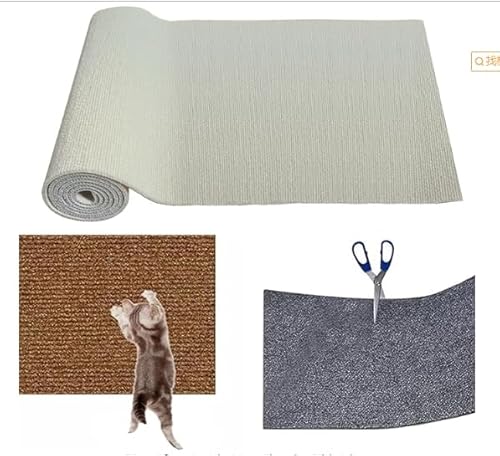 Kratzmatte Katze, 2024 New DIY Zuschneidbare Selbstklebende Teppich-Katzenmattenunterlage, Kratzschutz Sofa Katze, Kratzmatte Katze Wand Für Schützt Teppiche Sofa Möbelschutz (30cm*100cm,cremefarben) von FUFRE