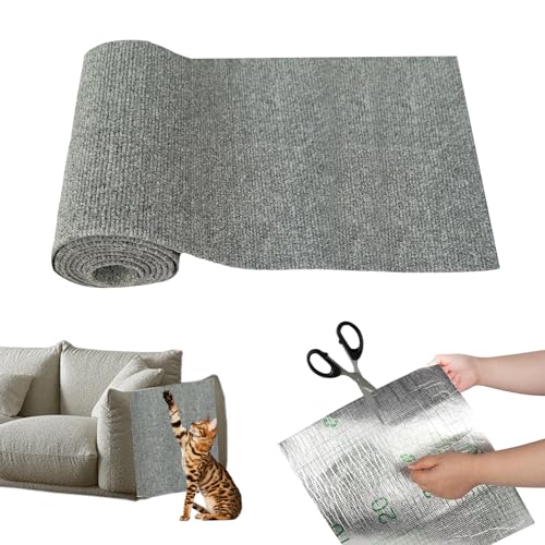 FUFRE Kratzmatte Katze, 2024 New Zuschneidbare Kratzmatte Selbstklebend, Kratzschutz Sofa Katze, Kratzmatte Katze Wand Für Schützt Teppiche Sofa Möbelschutz (30 * 100cm,latentes Grau) von FUFRE