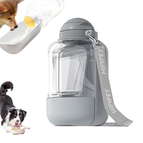 Trinkflasche Hunde für Unterwegs, 300g Futterbehälter, 1000ml Hundetrinkflasche für Unterwegs, Auslaufsichere Wasserflasche Hunde für Unterwegs, Geeignet für Hunde, Welpen und Katzen to Go (Weiß) von FUFRE