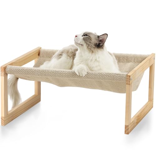 FUKUMARU Katzenbett und Hundebett Erhöht, Groß und Atmungsaktiv, aus Hochwertigem Birkensperrholz, 53B x 42L x 25H cm - Ideal für Katzen und Kleine Hunde von FUKUMARU